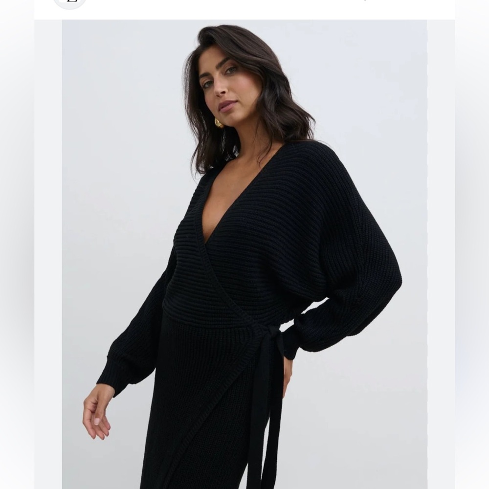 Pretty Lavish Aidan Black Wrap Knit Dress